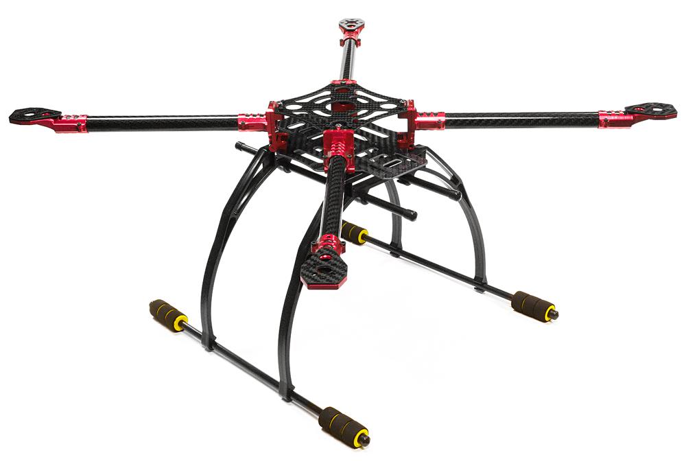 C25864RED Custom Machined Alloy+Carbon Fiber Quadcopter Upgrade Frame 550 Size Foldable - Image 1