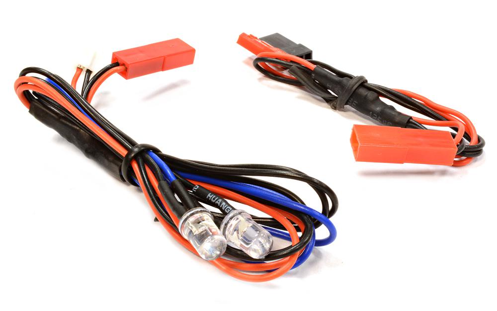 C25870BLUE LED Light 2pcs w/ Extended Wire Harness to Receiver or 6VDC Source - Image 1