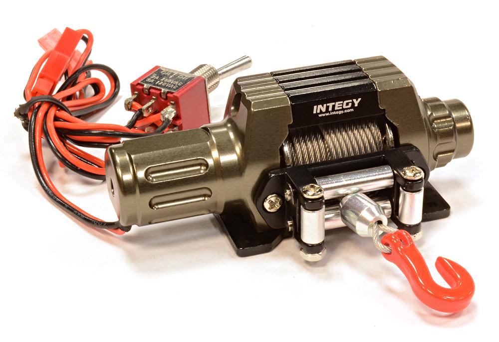 C25871GUN Billet Machined T10 Realistic High Torque Mega Winch for Scale 1/10 Rock Crawler - Image 1