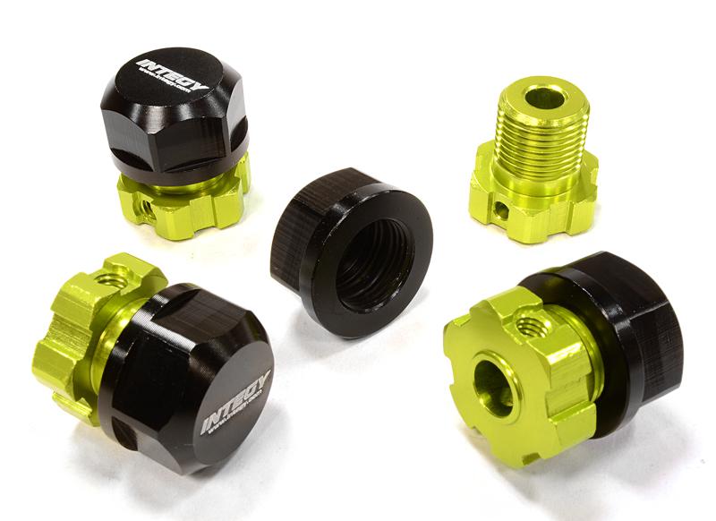 C25909GREEN Billet Machined 17mm Wheel Hex (4) +0mm Offset for T-Maxx, 1/10 Revo & Summit - Image 1