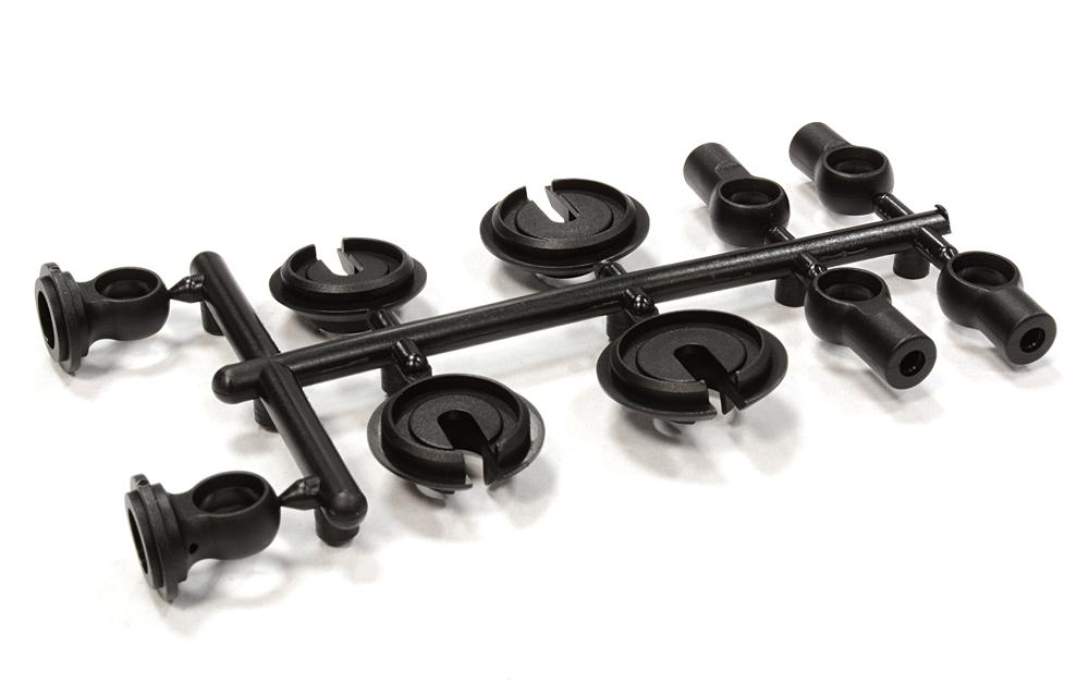 C25915 6mm Type Plastic Rod Ends & Spring Retainers for Tamiya, TRF, Yokomo & 3Racing - Image 1