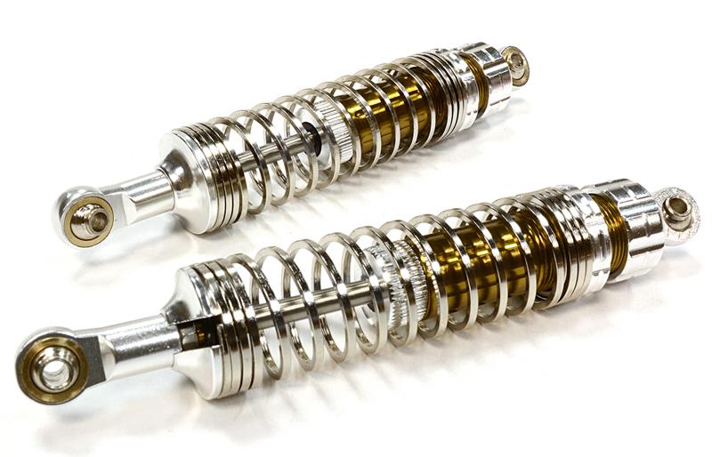 C25945SILVER 2 Stage Progressive Square Spring Shocks for SCX-10, SCX10 II & SCX10 III L=90mm - Image 1