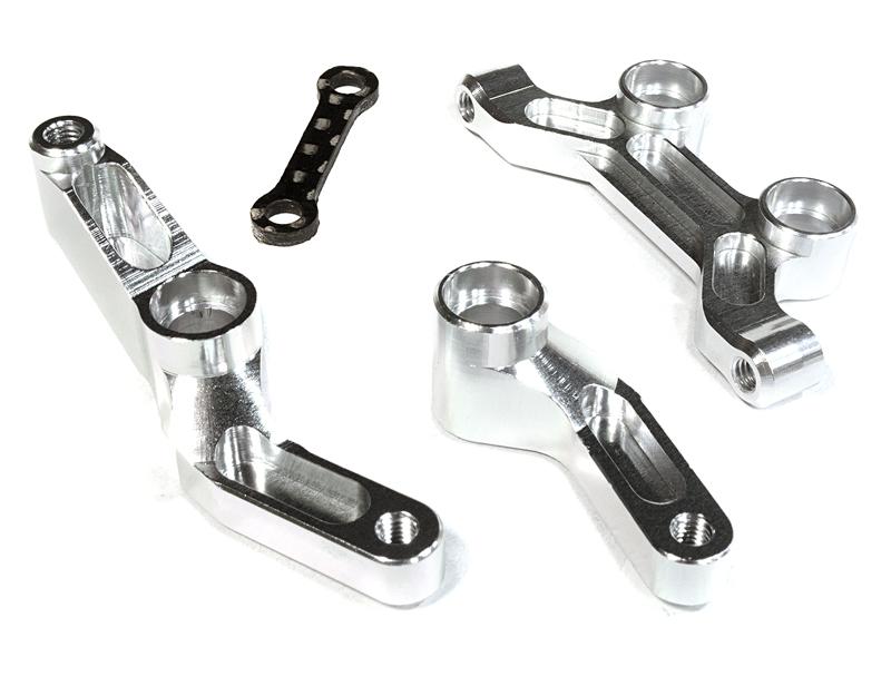 C25957SILVER Billet Machined Steering Bellcrank for Associated RC10B5 & B5M (ASC90003) - Image 1