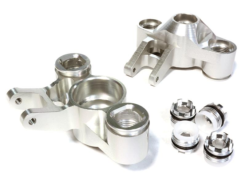 C25959SILVER Machined Steering Knuckles for Traxxas 1/10 E/T-Maxx need 6x13mm Bearings 5334 - Image 1