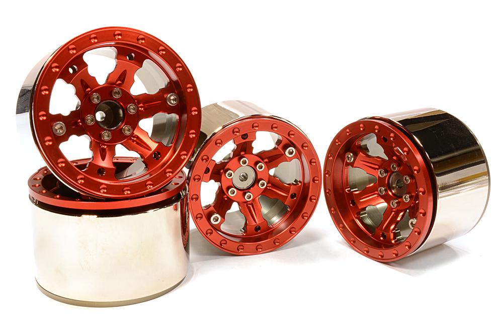 C25979RED Billet Machined T1 High Mass 2.2 Wheel (4) for Axial 1/10 Yeti Rock Racer - Image 1