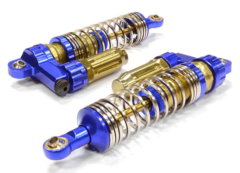 C25983BLUE V2 Progressive Spring Piggyback Shocks for SCX-10, SCX10 II & SCX10 III (L=90mm) - Image 1