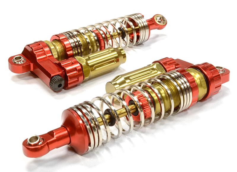 C25983RED V2 Progressive Spring Piggyback Shocks for SCX-10, SCX10 II & SCX10 III (L=90mm) - Image 1