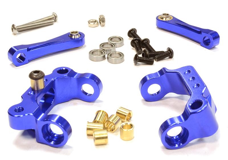 C25987BLUE Billet Machined Caster Blocks & Upper Links for Tamiya Scale Off-Road CC01 - Image 1