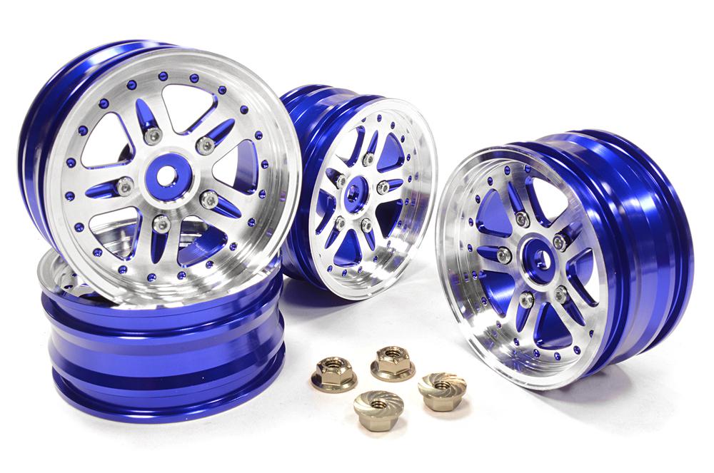 C25989BLUE Billet Machined T1 Wheel Set (4) for Tamiya Scale Off-Road CC01 - Image 1