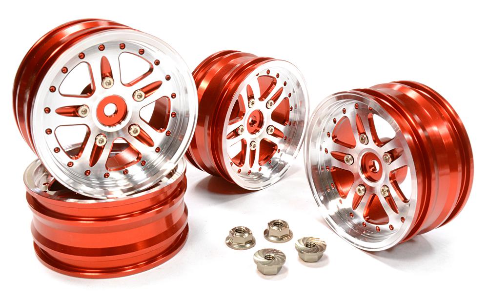 C25989RED Billet Machined T1 Wheel Set (4) for Tamiya Scale Off-Road CC01 - Image 1