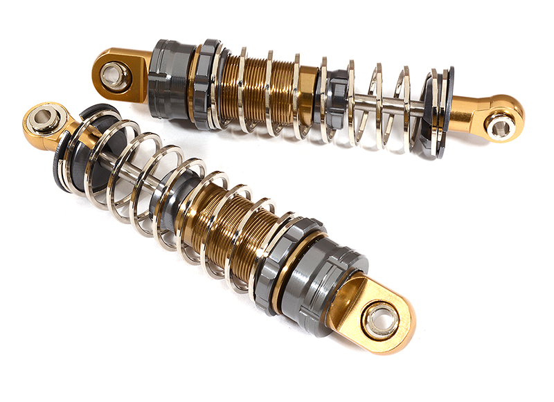 C26022GUN Realistic Off-Road Shock (2) for 1/10 Scale w/16mm O.D. Square Spring (L=70mm) - Image 1