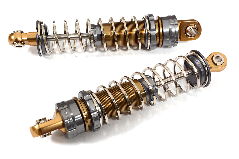 C26023GUN Realistic Off-Road Shock (2) for 1/10 Scale w/16mm O.D. Square Spring (L=80mm) - Image 1