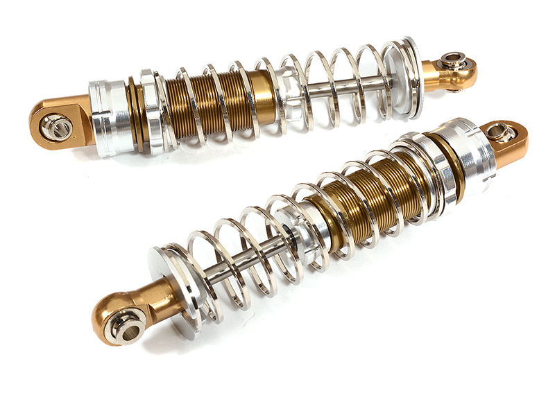 C26023SILVER Realistic Off-Road Shock (2) for 1/10 Scale w/16mm O.D. Square Spring (L=80mm) - Image 1