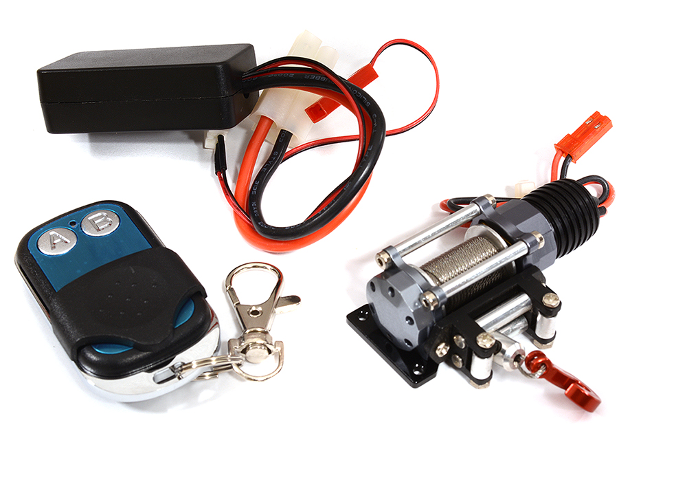 C26046GUN Billet Machined T12 Realistic High Torque Winch w/ Remote for Scale Crawler 1/10 - Image 1