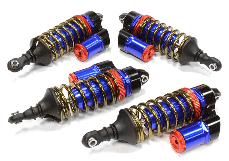 C26072BLUE Billet Machined Piggyback Shock (4) for Traxxas 1/10 Scale Summit 4WD - Image 1