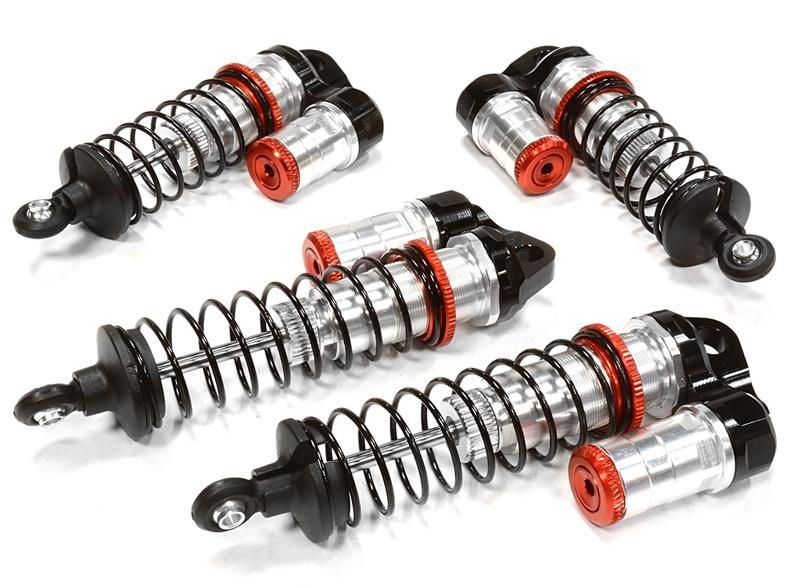C26073SILVER Billet Machined Piggyback Shock (4) for Associated RC10B5M (ASC90003) - Image 1