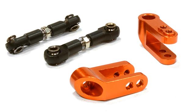 C26091ORANGE Billet Machined Steering Servo Horn & Linkage Set for Traxxas 1/10 Scale Summit - Image 1