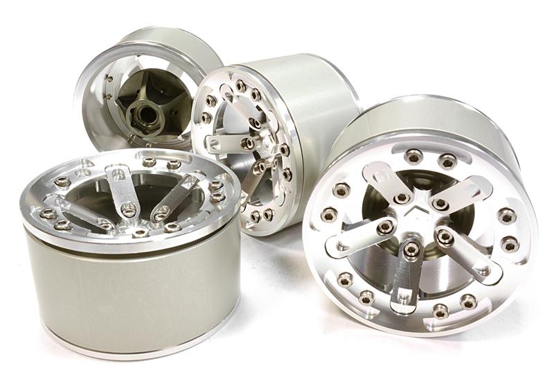C26131SILVER High Mass 2.2 Size Alloy XV5 Spoke Beadlock Wheel (4) for Scale Off-Road Crawler - Image 1