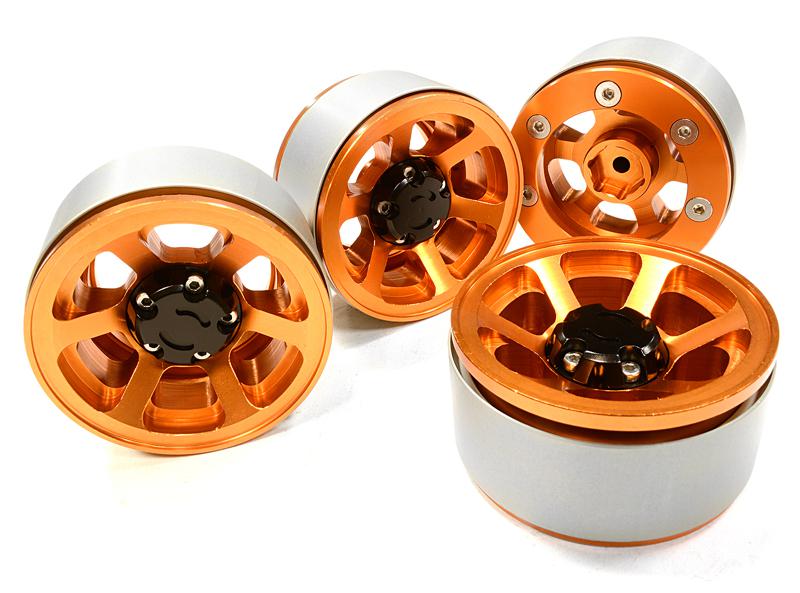 C26132ORANGE 1.9 Size Billet Machined Alloy 6 Spoke Wheel(4) High Mass Type for Scale Crawler - Image 1