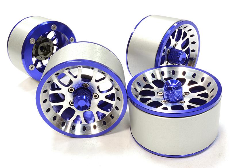 C26161BLUE High Mass 2.2 Size Alloy Y14 Spoke Beadlock Wheel (4) for Scale Off-Road Crawler - Image 1