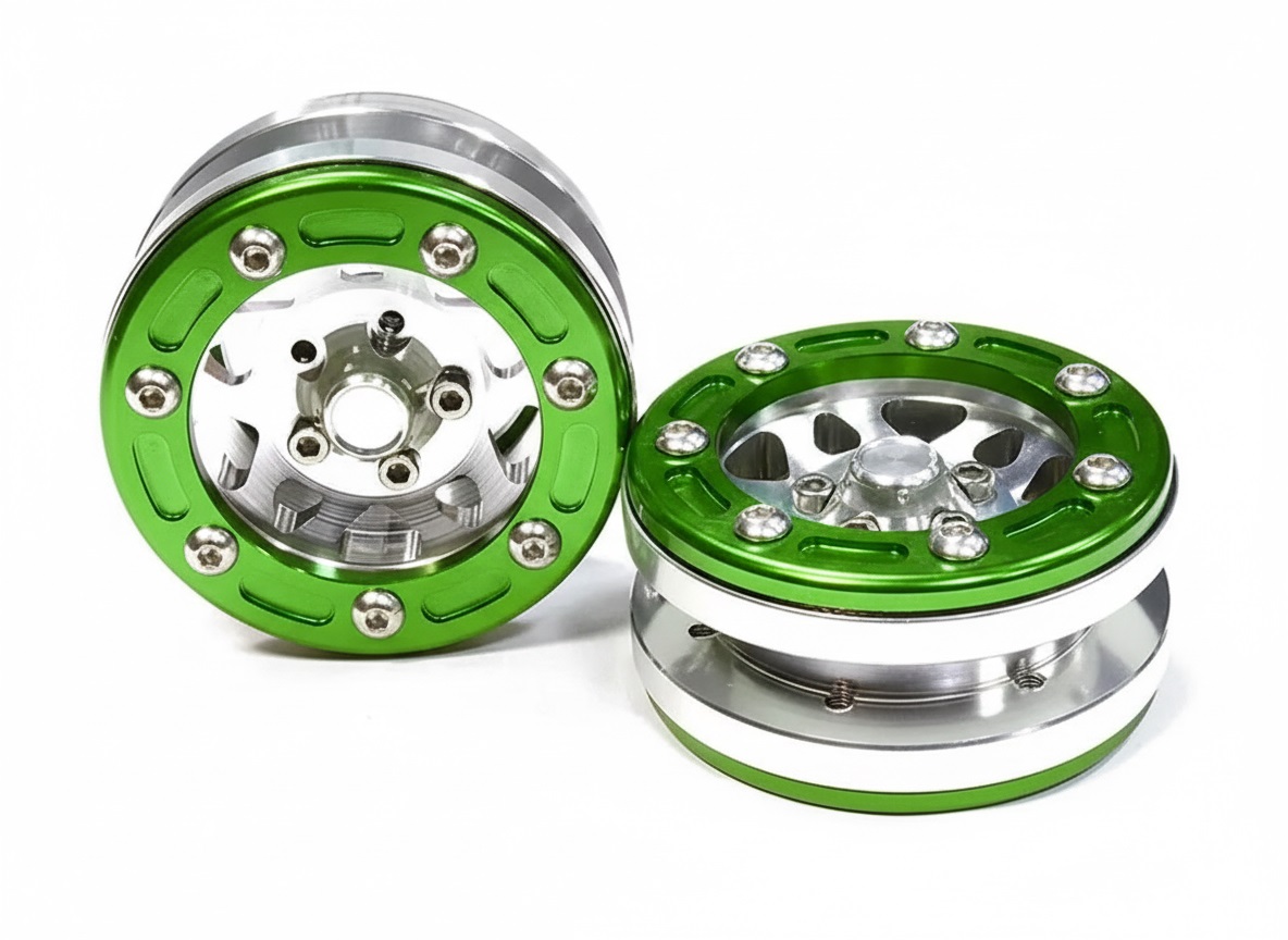 C26173GREEN Billet Machined 10 Spoke Type 2A Off-Road 1.9 Size Wheel (2) for Scale Crawler - Image 1