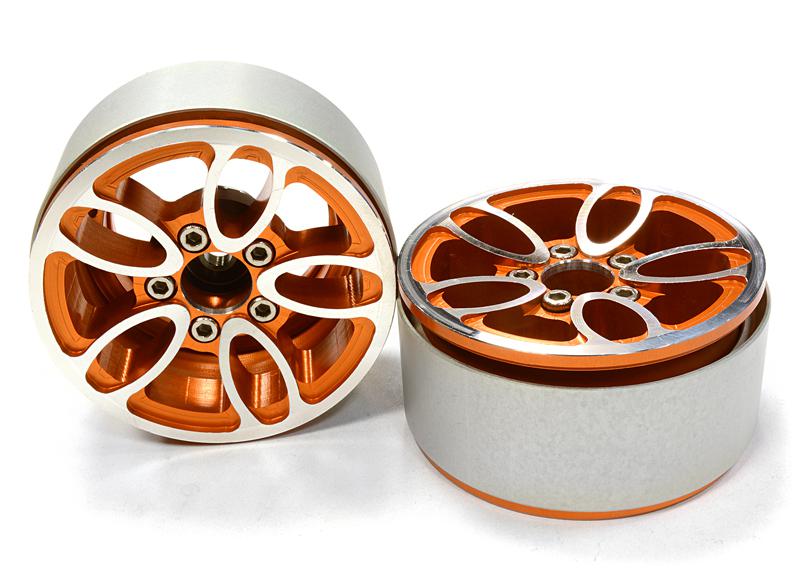 C26176ORANGE Billet Machined 5 Spoke Type DU Off-Road 1.9 Size Wheel (2) for Scale Crawler - Image 1