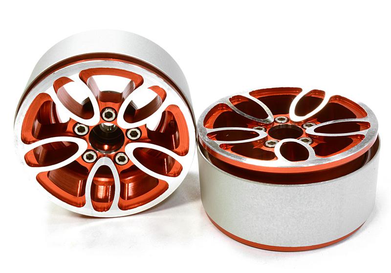 C26176RED Billet Machined 5 Spoke Type DU Off-Road 1.9 Size Wheel (2) for Scale Crawler - Image 1