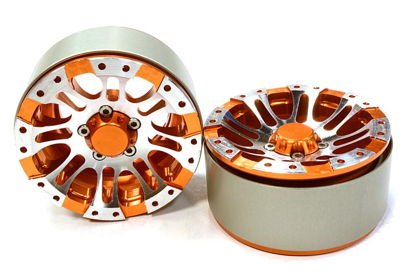 C26177ORANGE Billet Machined 8 Spoke Type DT Off-Road 1.9 Size Wheel (2) for Scale Crawler - Image 1