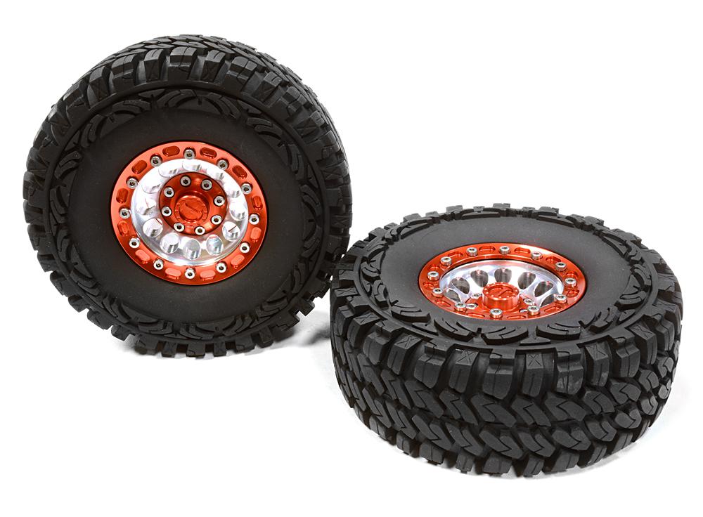 C26179RED High Mass Billet 12H Spoke OZ 1.9 Wheel & Tire(2) for Scale Crawler (O.D.=113mm) - Image 1