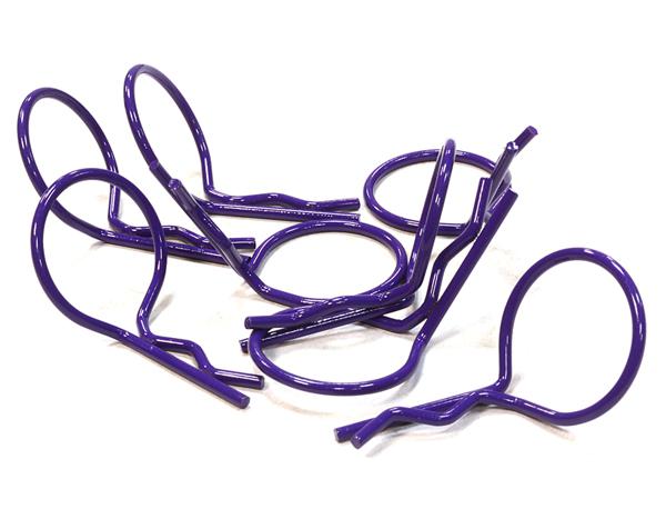 C26247PURPLE Color Bent-Up Body Clips (8) for 1/10 Scale RC Cars & Trucks (LxW=26x16mm) - Image 1