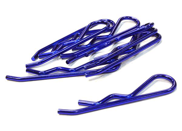 C26258BLUE Anodized Color Bent-Up Body Clips (8) for 1/5 & 1/4 Size Vehicles(LxW=46x11mm) - Image 1