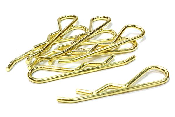 C26258GOLD Anodized Color Bent-Up Body Clips (8) for 1/5 & 1/4 Size Vehicles(LxW=46x11mm) - Image 1