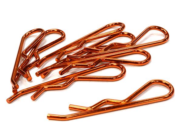 C26258ORANGE Anodized Color Bent-Up Body Clips (8) for 1/5 & 1/4 Size Vehicles(LxW=46x11mm) - Image 1