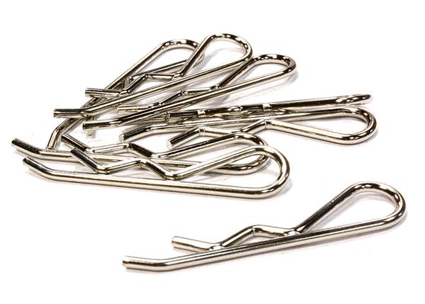 C26258SILVER Anodized Color Bent-Up Body Clips (8) for 1/5 & 1/4 Size Vehicles(LxW=46x11mm) - Image 1