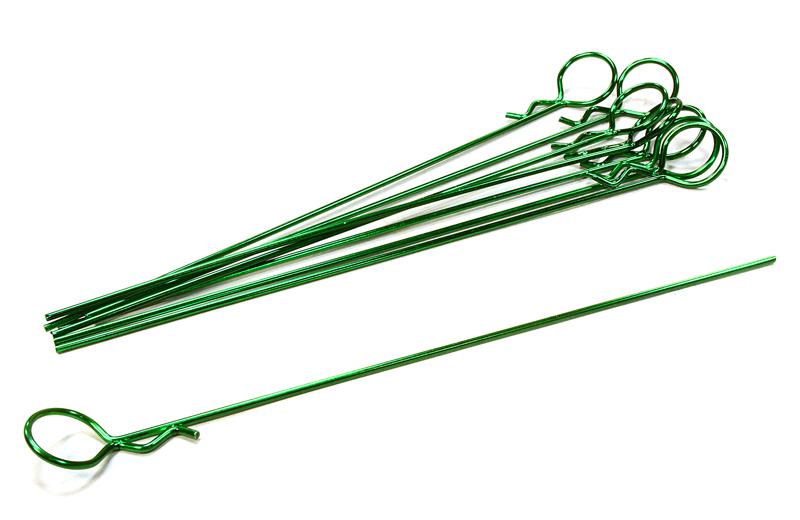 C26260GREEN Anodized Color Bent-Up Body Clips (8) for 1/10 RC Cars & Trucks (LxW=122x13mm) - Image 1