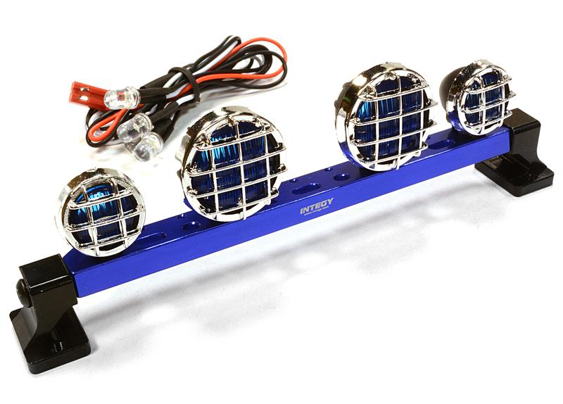 C26284BLUE Billet Machined T6 Realistic Roof Top Blue Color Spot Light (4) w/ LED - Image 1
