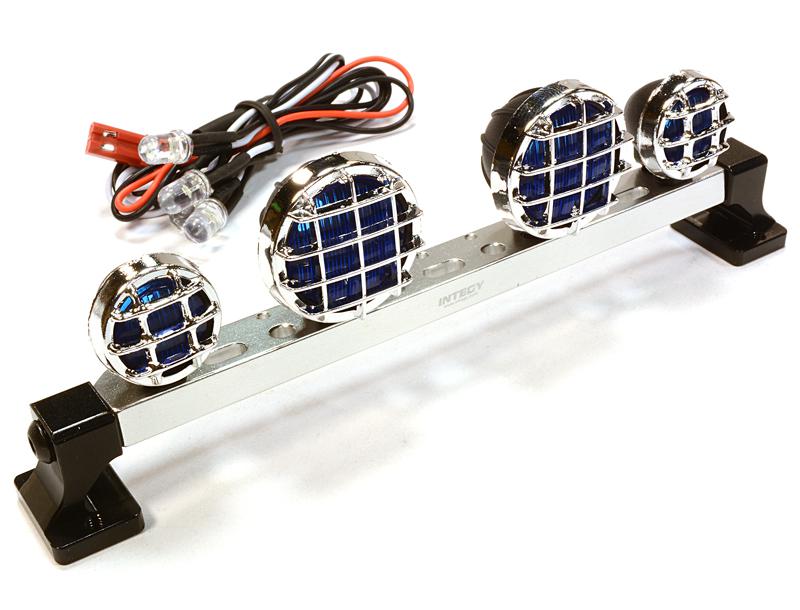 C26284SILVER Billet Machined T6 Realistic Roof Top Blue Color Spot Light (4) w/ LED - Image 1