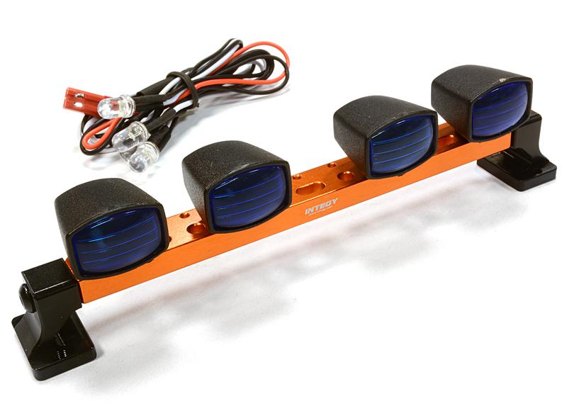 C26286ORANGE Billet Machined T7 Realistic Roof Top Blue Color Spot Light (4) w/ LED - Image 1