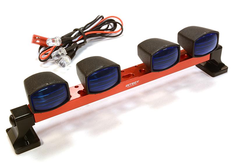 C26286RED Billet Machined T7 Realistic Roof Top Blue Color Spot Light (4) w/ LED - Image 1