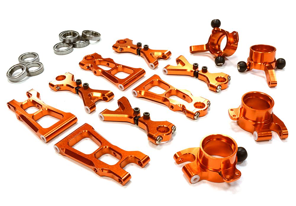 C26306ORANGE Billet Machined Suspension Kit for HPI 1/10 Scale E10 On-Road - Image 1
