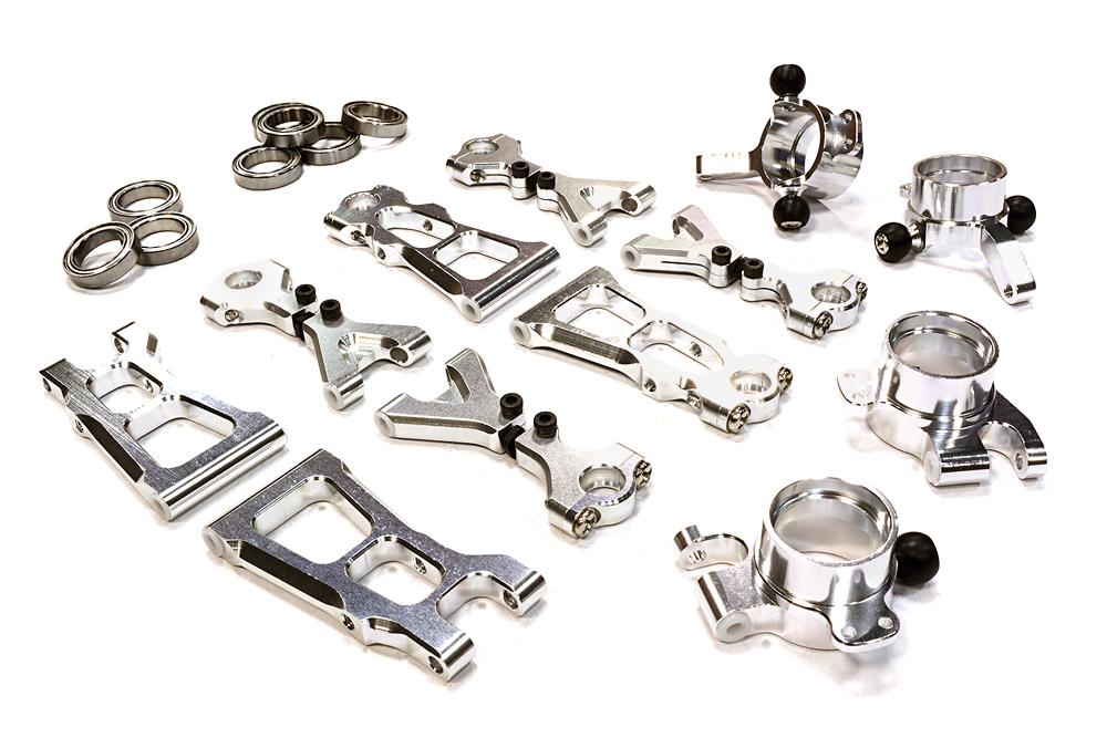 C26306SILVER Billet Machined Suspension Kit for HPI 1/10 Scale E10 On-Road - Image 1