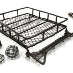 Realistic 1/10 Scale Metal Luggage Tray 165x110mm with 4 LED Spot Light Set