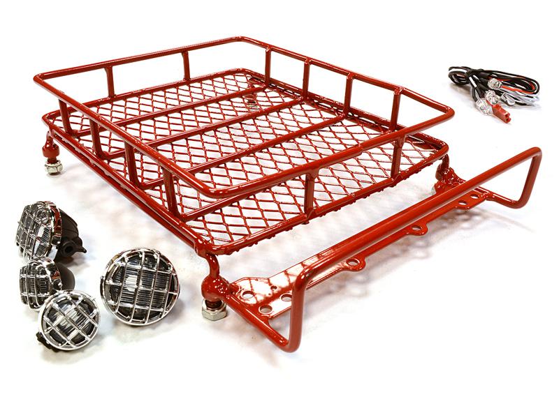 C26322RED Realistic 1/10 Scale Metal Luggage Tray 165x110mm with 4 LED Spot Light Set - Image 1