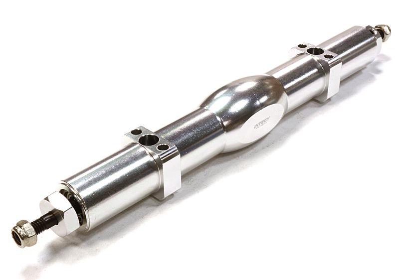 C26364SILVER Billet Machined 153mm Track Width Straight Axle for Custom 1/14 Semi-Tractor - Image 1