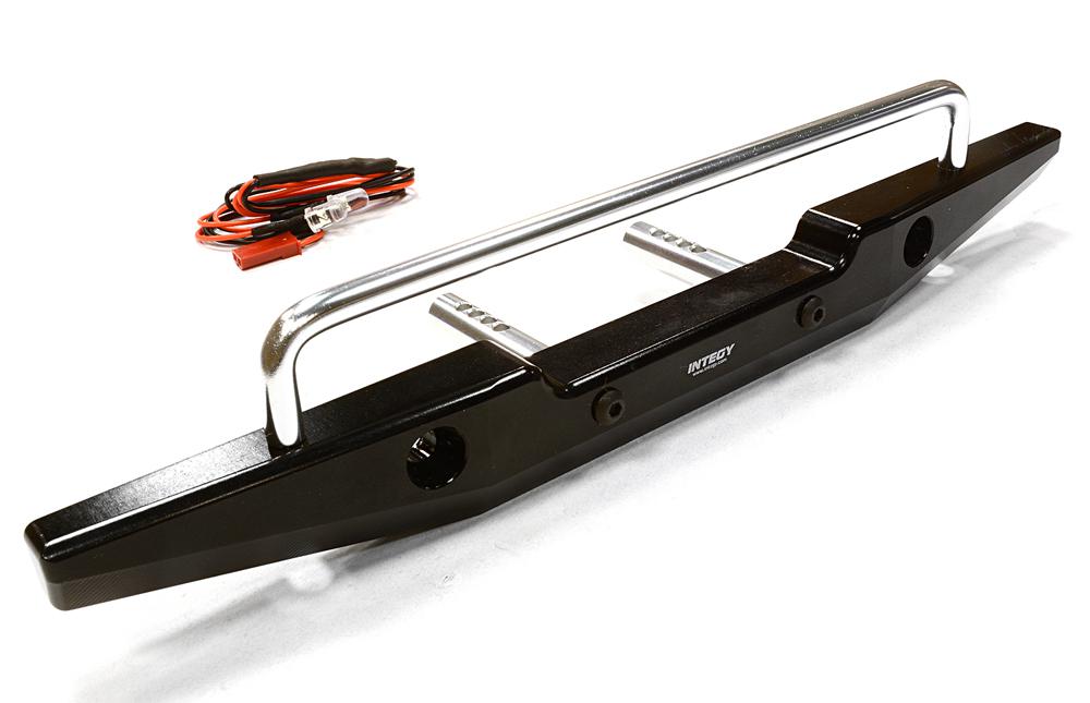 C26374BLACK Realistic Metal Rear Bumper with LED for Axial SCX-10 43mm Mount - Image 1