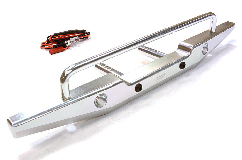 C26374SILVER Realistic Metal Rear Bumper with LED for Axial SCX-10 43mm Mount - Image 1
