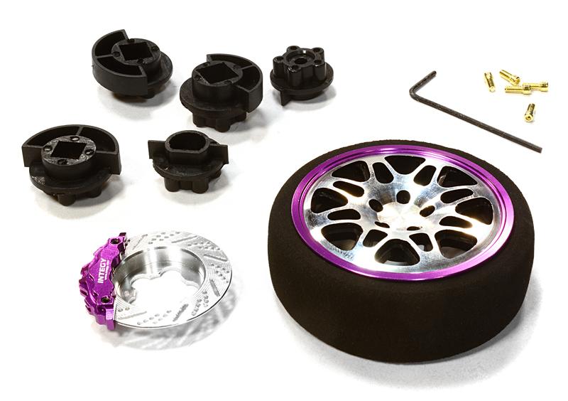 C26403BLACKPURPLE Dual 8 Spoke Steering Wheel Set for Most HPI, Futaba, Airtronics, Hitec & KO - Image 1