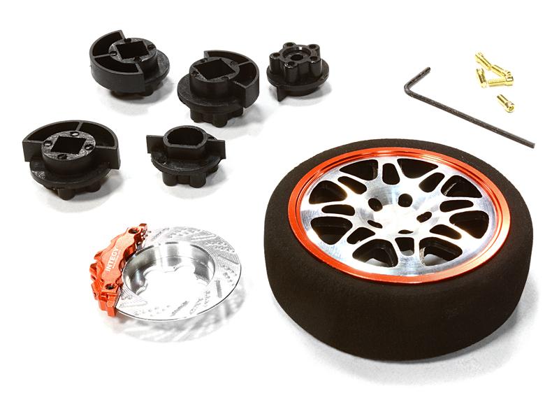 C26403BLACKRED Dual 8 Spoke Steering Wheel Set for Most HPI, Futaba, Airtronics, Hitec & KO - Image 1
