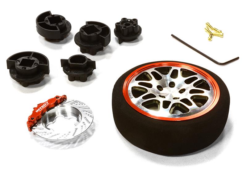 C26403GUNRED Dual 8 Spoke Steering Wheel Set for Most HPI, Futaba, Airtronics, Hitec & KO - Image 1