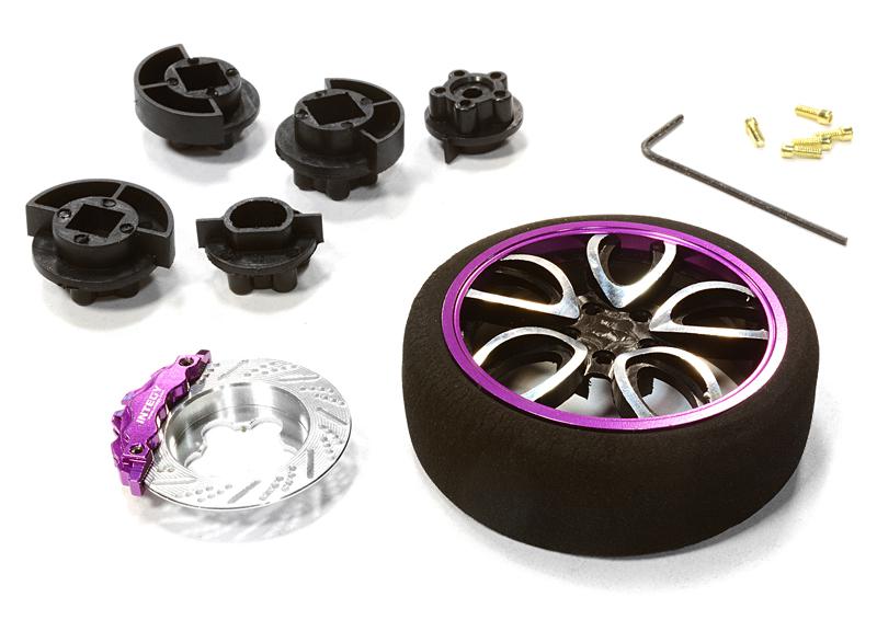 C26404BLACKPURPLE V10 Spoke Steering Wheel Set for Most HPI, Futaba, Airtronics, Hitec & KO - Image 1